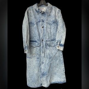 Vintage The Wear Of The West Denim Acid Wash Women’s Trench Coat Size XS